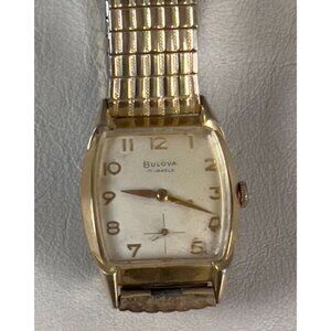 Vintage BULOVA L9 Men's Square Watch 10K Rolled Gold Parts/Repair 17 Jewels